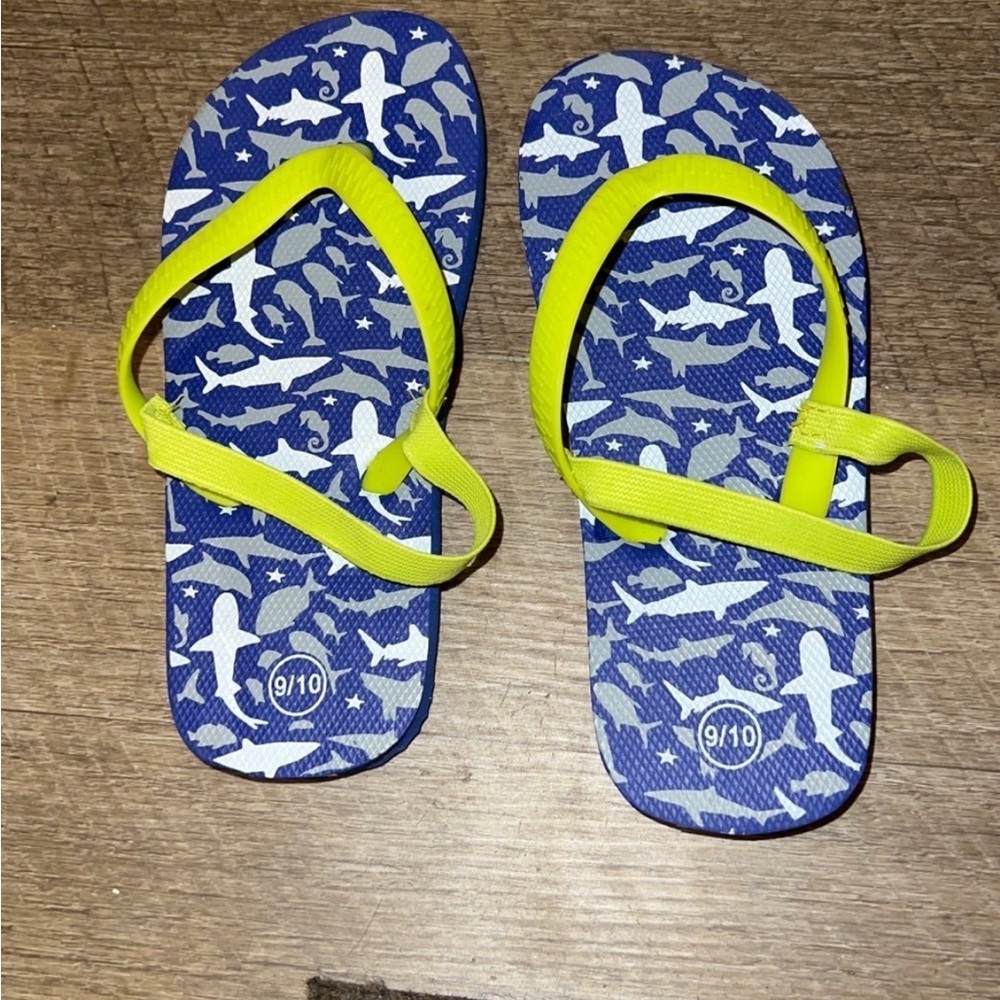Kids Blue and Yellow Flip Flops